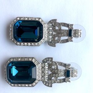 Sapphire Cz Pave Landau Earrings